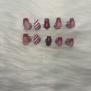 Red and White Press-On Nails